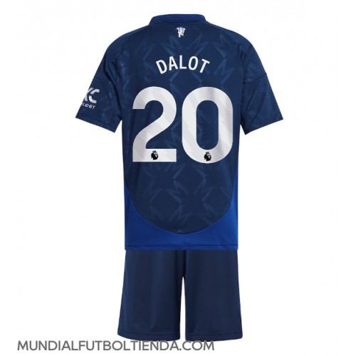 Camiseta Manchester United Diogo Dalot #20 Segunda Equipación Replica 2024-25 para niños mangas cortas (+ Pantalones cortos)